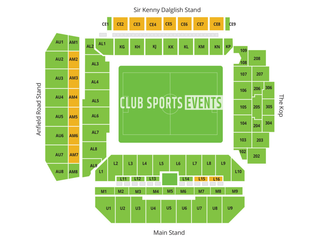 Anfield Seating plan for Liverpool FC Hospitality Packages