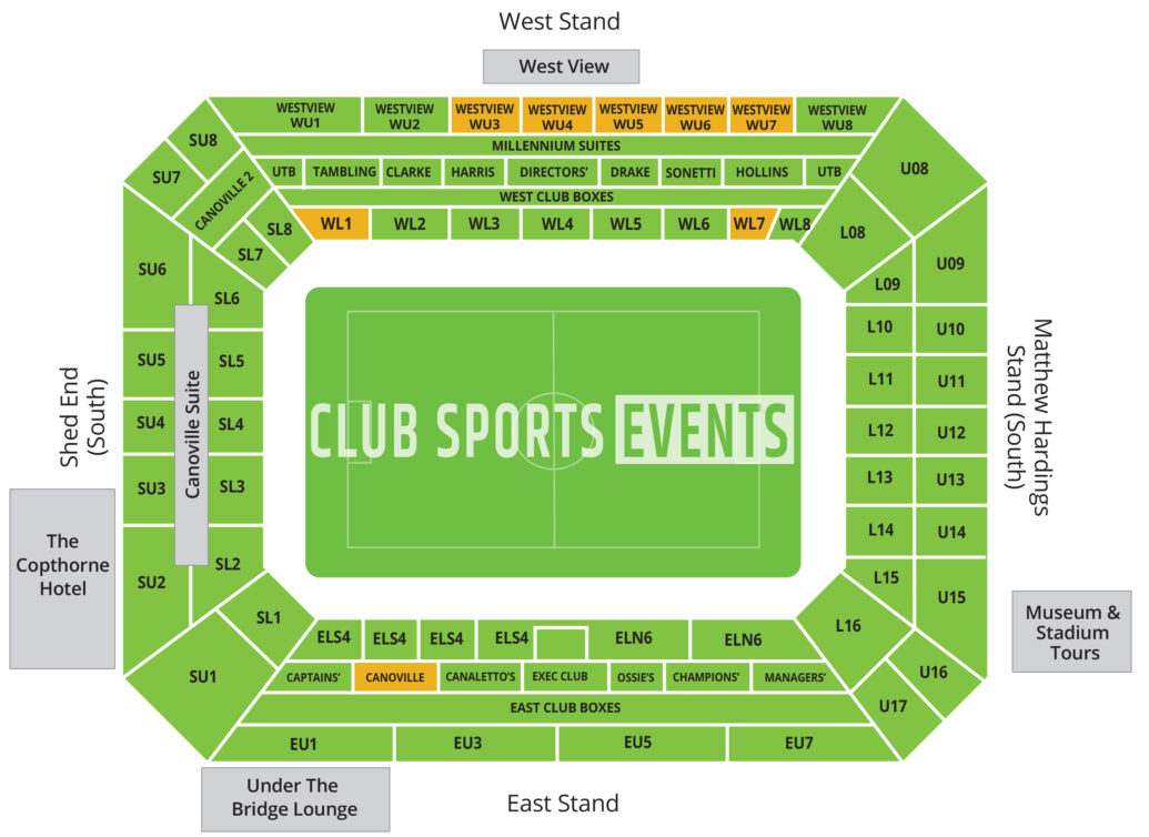 Seating plan at Chelsea FC Stadium Stamford Bridge
