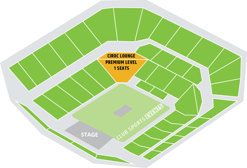 a 3D view of the Ciroc Lounge and Premium Level 1 Seats at Co-op Live, Manchester