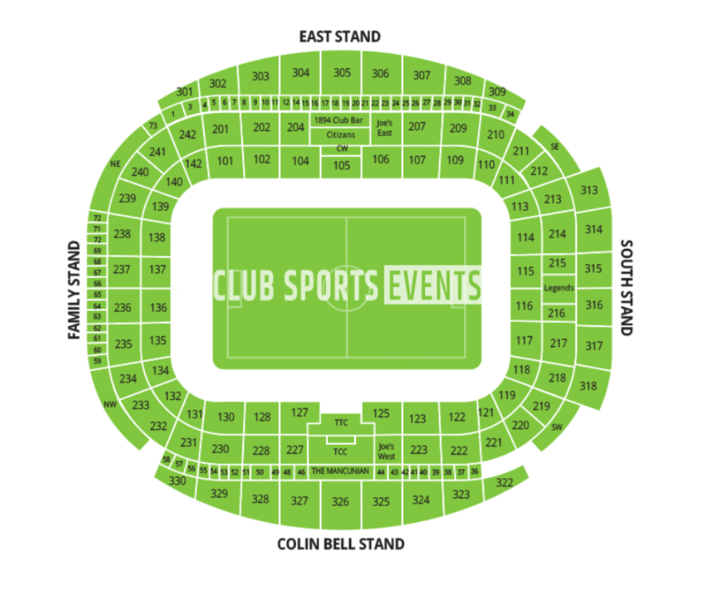 Manchester City Etihad Stadium Seating Plan